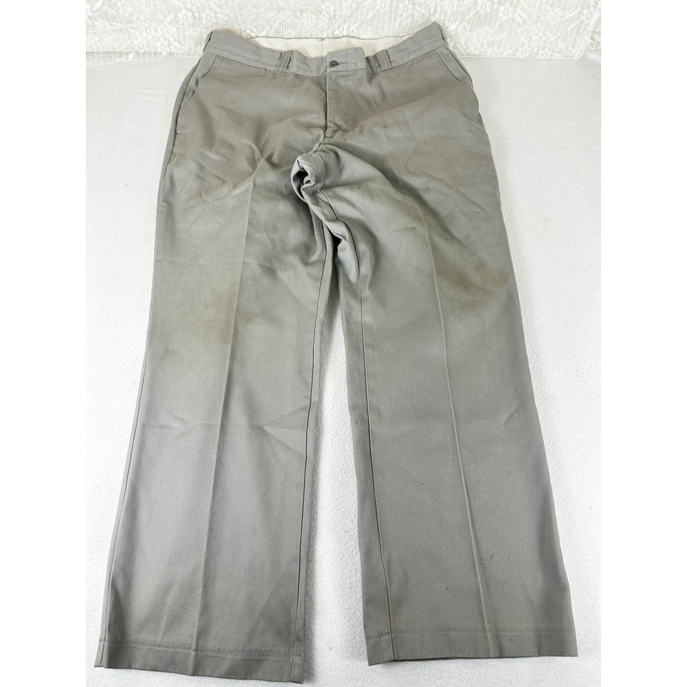 Big Mac Mens Tan Work Pants Straight Leg Flat Front Made in USA 38x30 Vintage